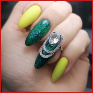 3/$15 BUNDLE Nail Ring Knuckle Ring Fingernail Art Silver & White Crystal